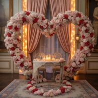 Heart-Shaped Floral Arch Setup